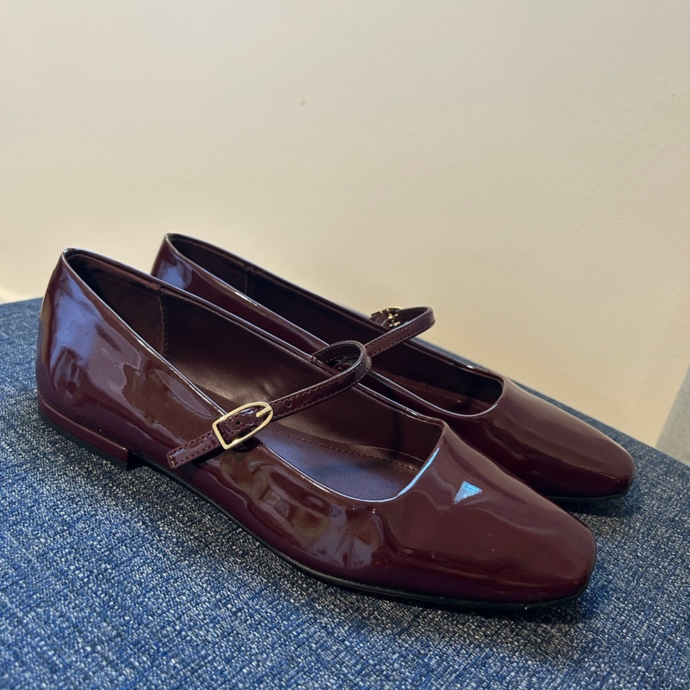 Franco Sarto Glossy Burgundy Mary Jane Flats